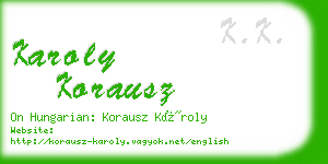 karoly korausz business card